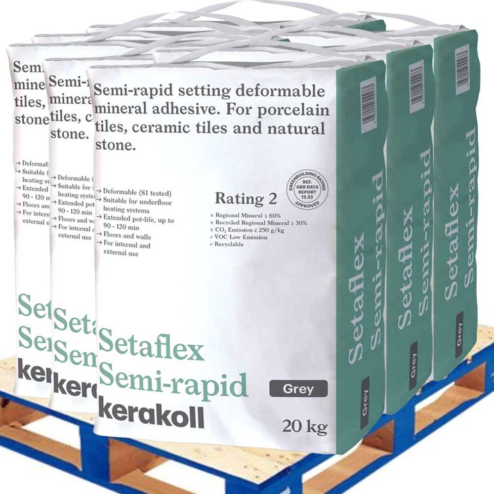 Kerakoll Setaflex Semi-Rapid Tile Adhesive Grey 20kg (Pallet 48 Units)