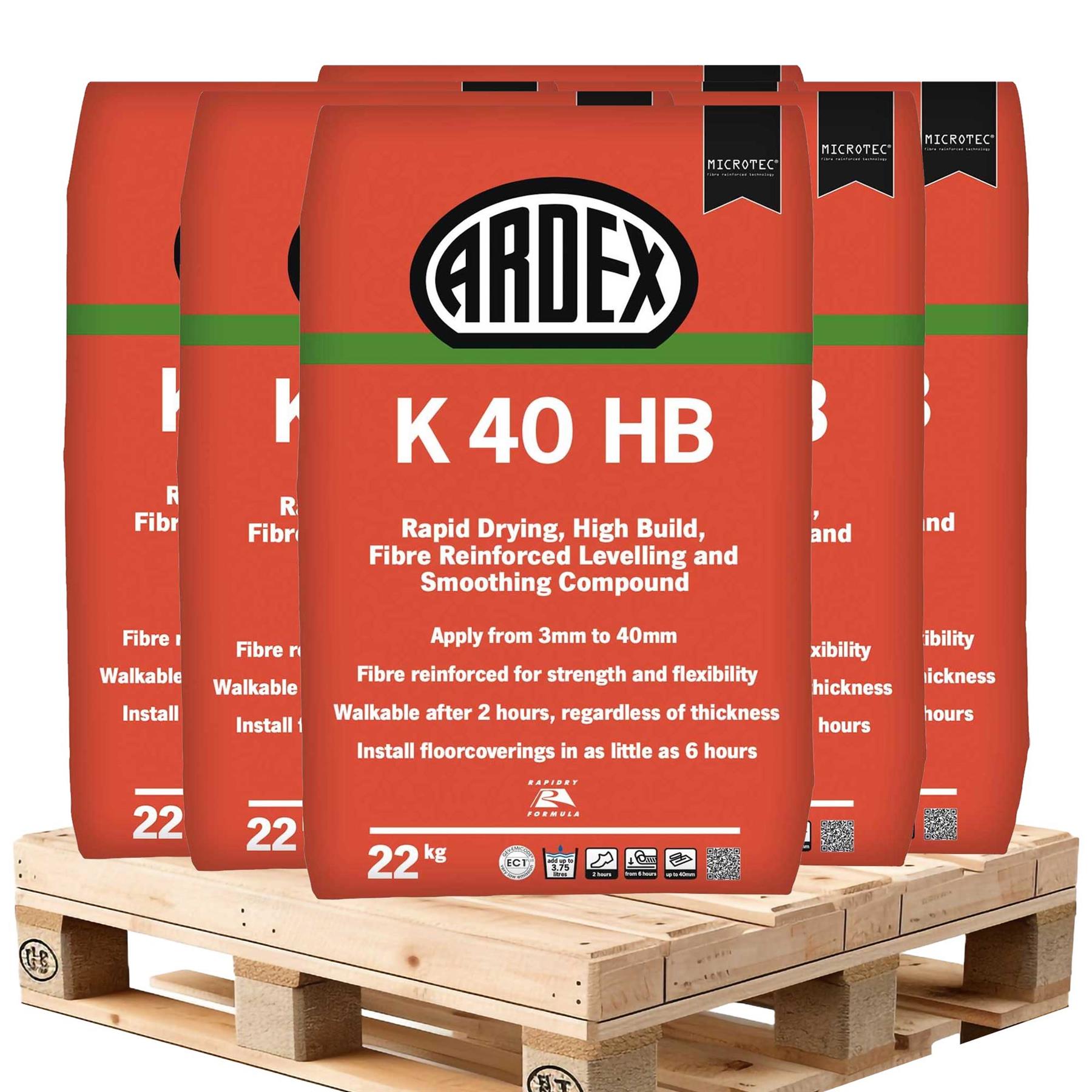 Ardex K40 HB Fibre Reinforced Levelling Compound 22kg (25 Units Pallet)