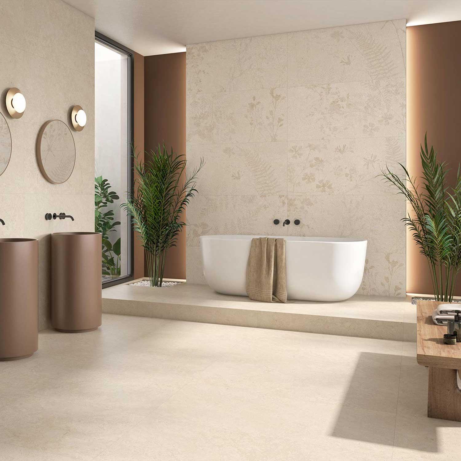 Tivara Sand Limestone Effect Porcelain Floor Tile 900x900mm Matt R10