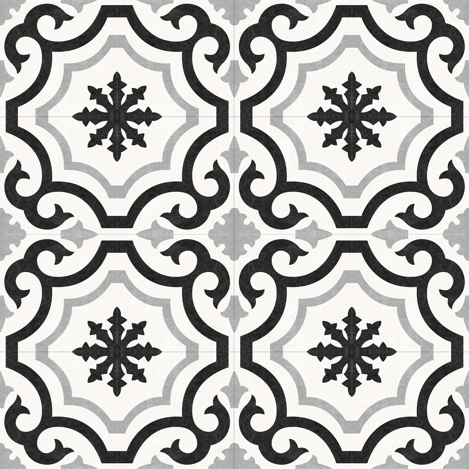 Symphony Gaudi Grey Pattern Porcelain Tile R10 Walls Floors 200x200mm