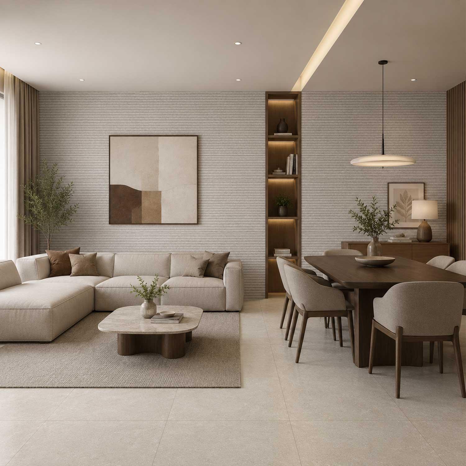 Arvena Grey Fluted Stone Effect Ceramic Wall Tile 400x1200mm Matt