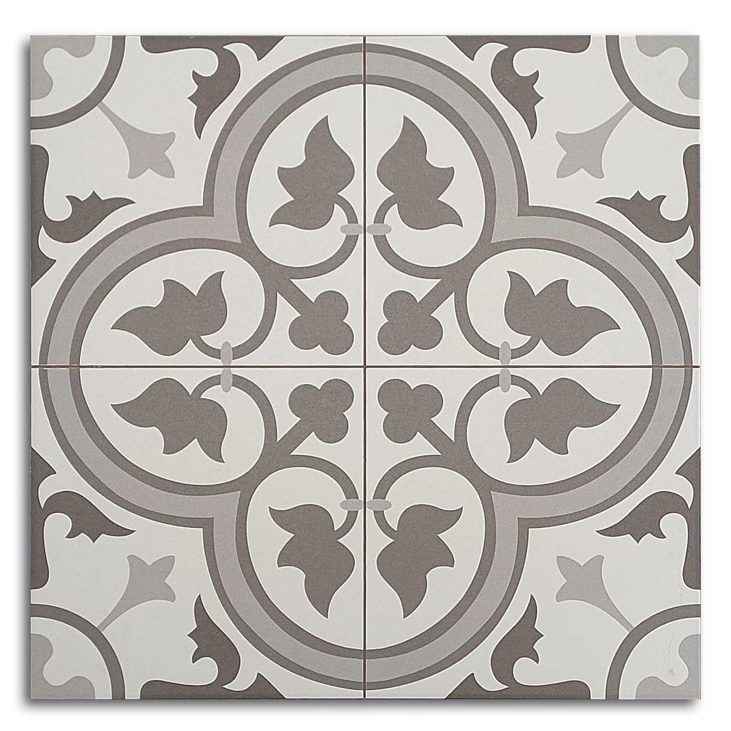 Tradition Dover Grey Patterned Porcelain Tile Matt 450x450mm
