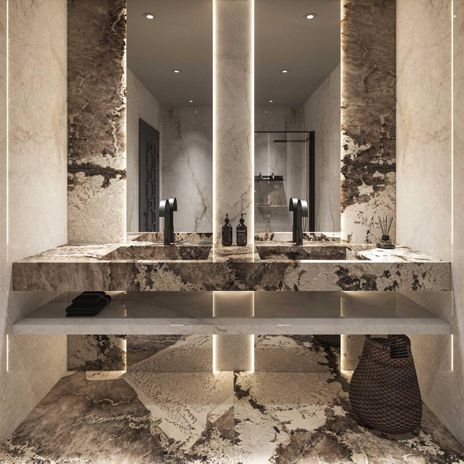 Heritage Flame Polished Large Porcelain Tile Slab 1200x2800mm
