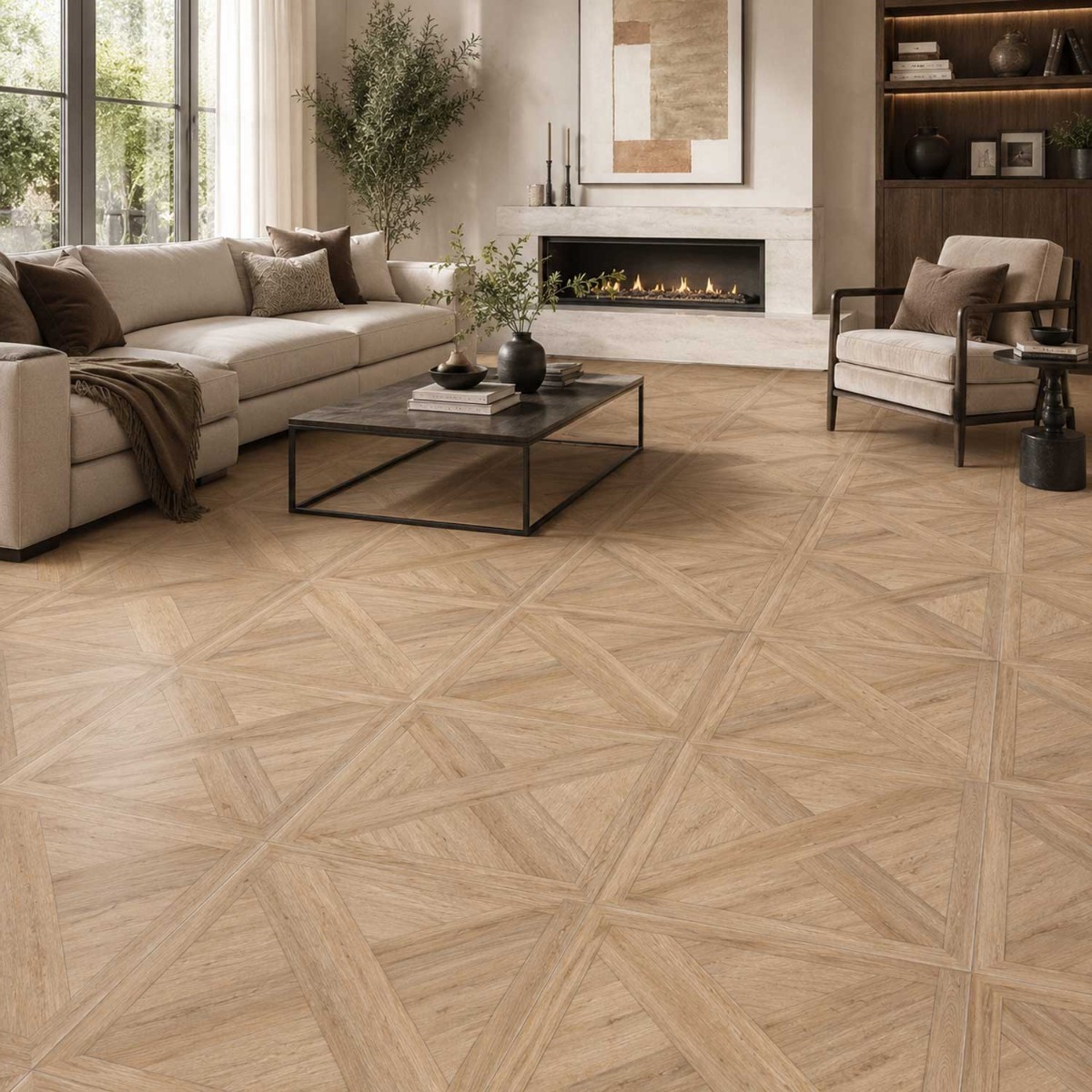 X-Wood Beige Porcelain Tile Wood Effect 600x600mm