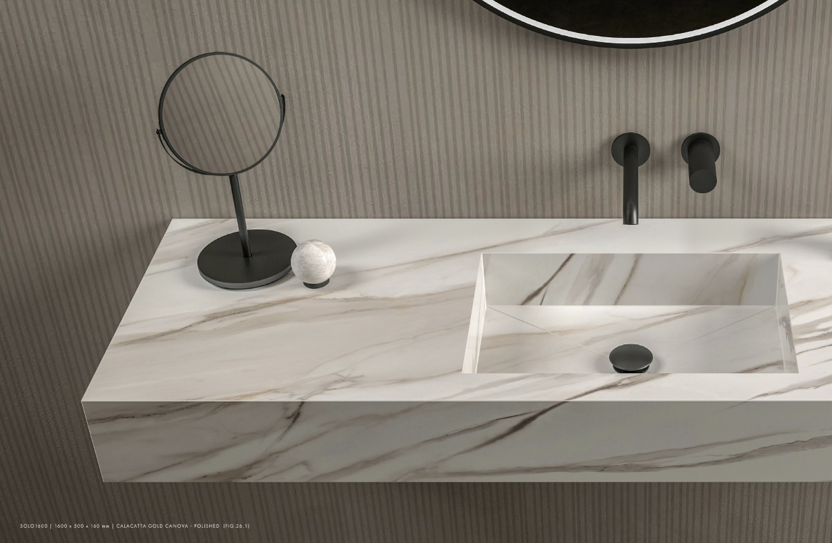 Solo 1200 Pietra Grey basin detail — basin recess close-up