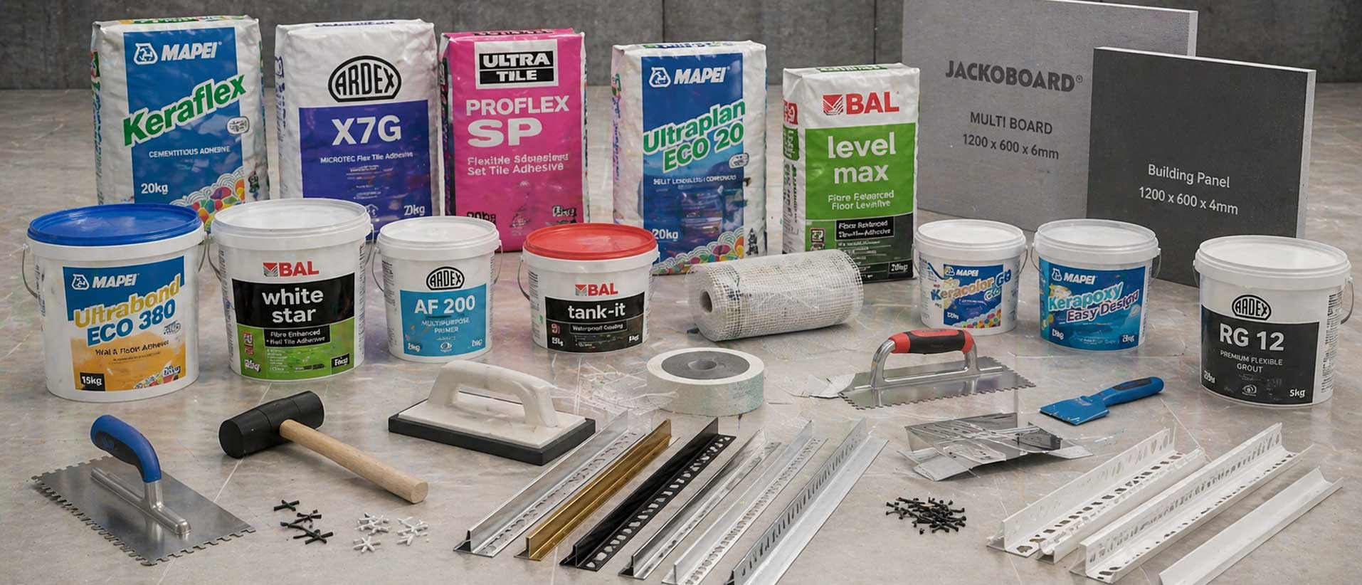 Tiling materials - adhesives, grouts and more