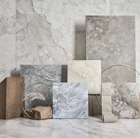 Free tile sample cuts showing various textures and colours