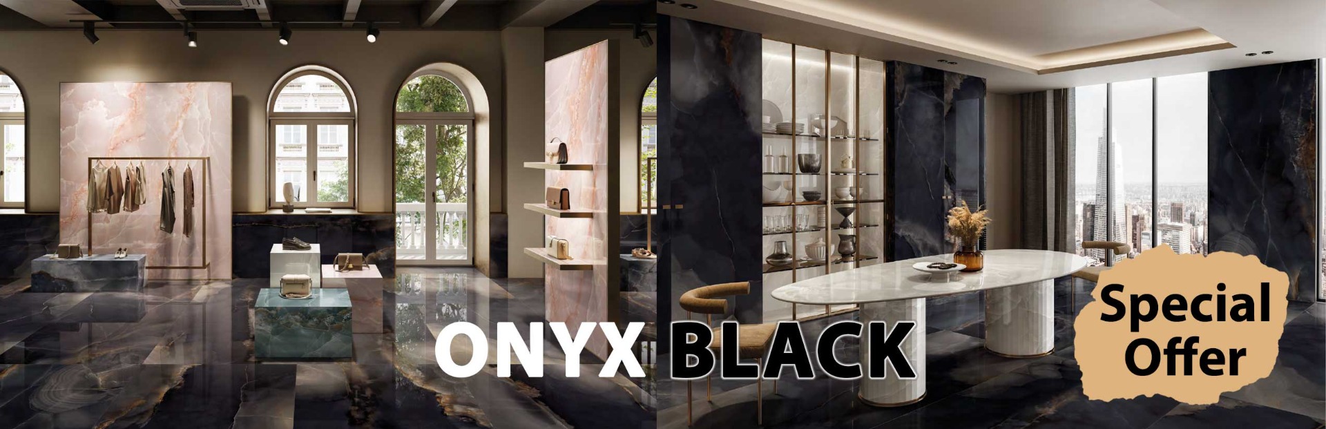 onyx black marble effect tile